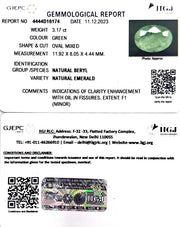 3.17/CT Natural Panna Stone with Govt. Lab Certificate (3441)